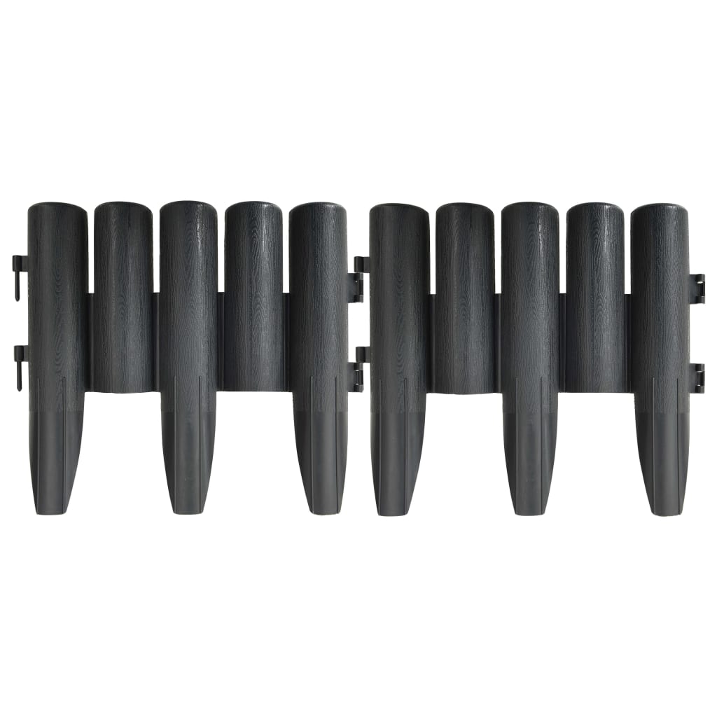 Lawn edging, 36 pcs, anthracite, 10m, PP