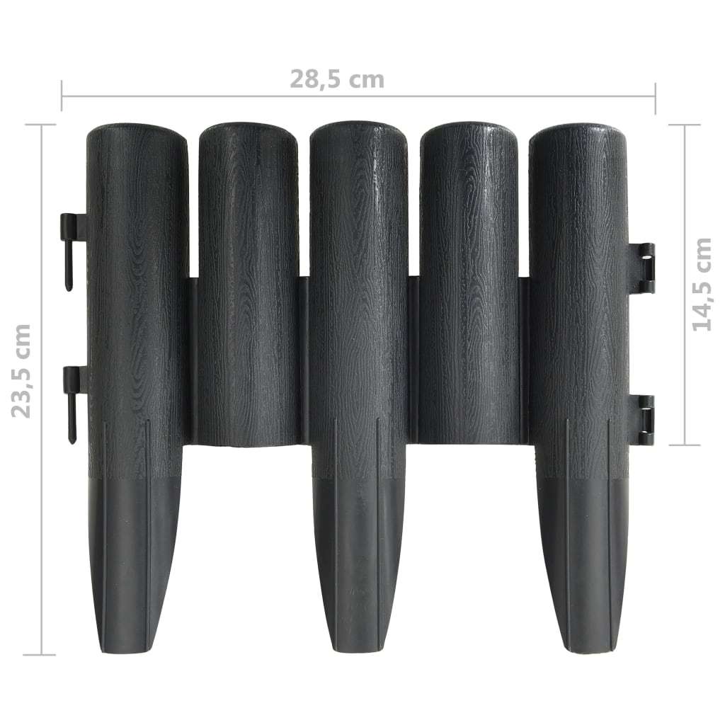 Lawn edging, 36 pcs, anthracite, 10m, PP