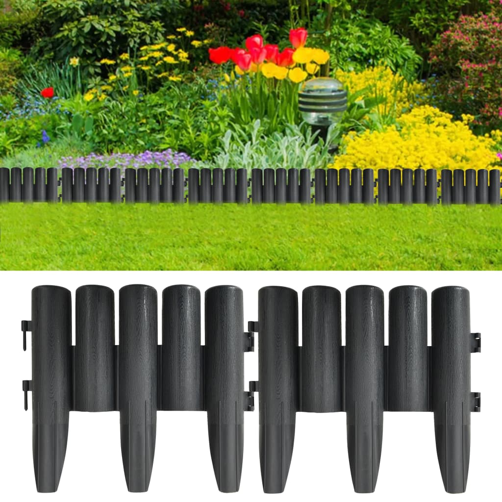 Lawn edging, 36 pcs, anthracite, 10m, PP