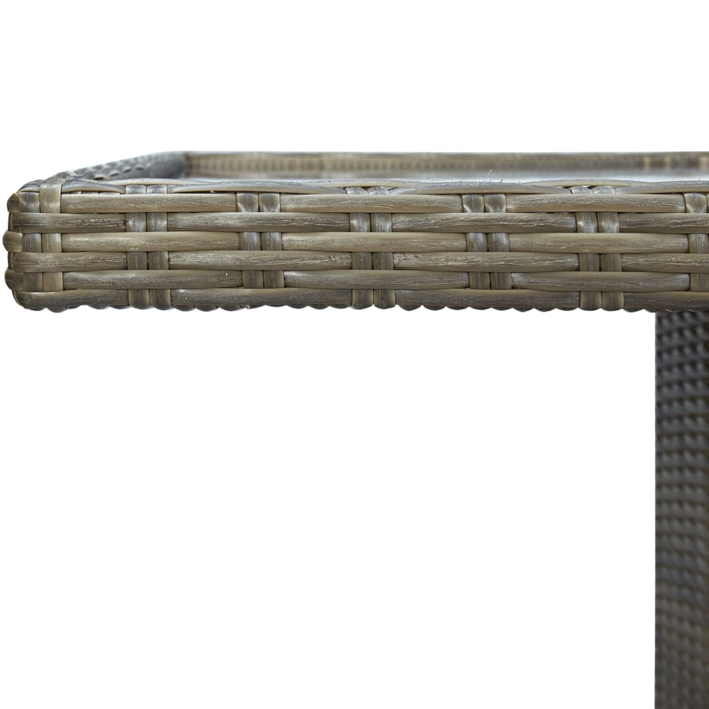 Garden table, brown, polyrattan and tempered glass