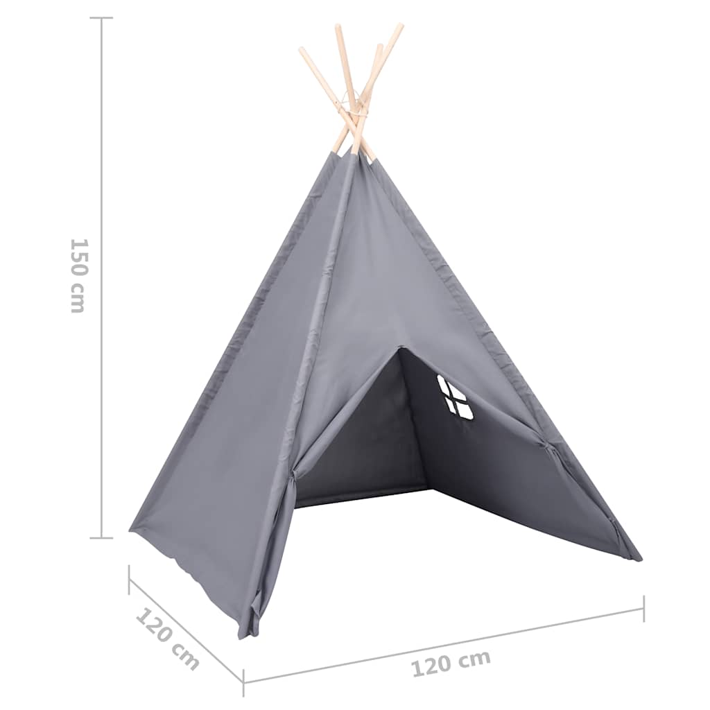 Vaikiška tipi palapinė, pilka, 120x120x150cm, persiko oda