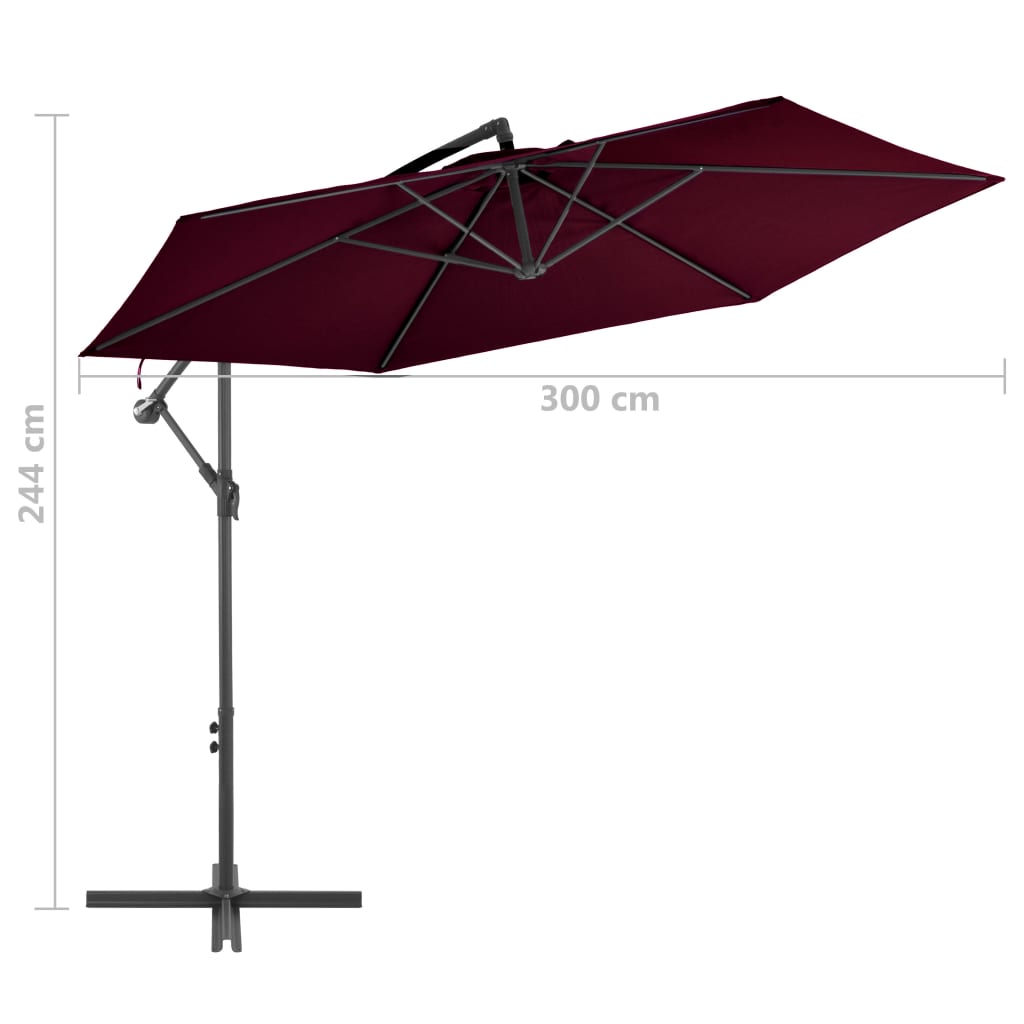 Gembinis sodo skėtis su aliuminio stulpu, raudonas, 300cm