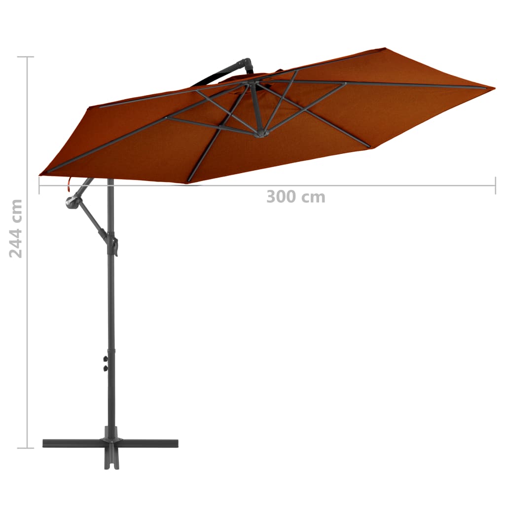 Gembinis sodo skėtis su aliuminio stulpu, terakota, 300cm