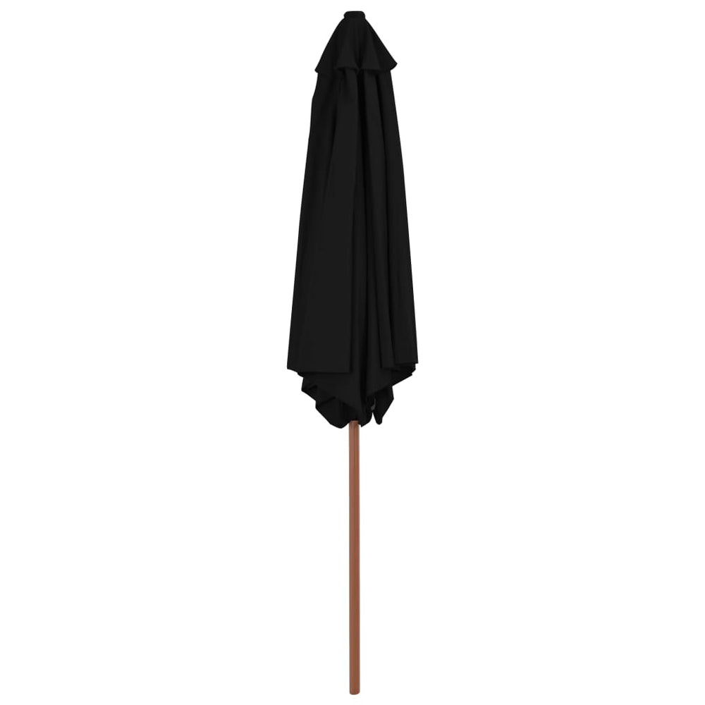 Sodo skėtis nuo saulės su mediniu stulpu, juodos spalvos, 270cm