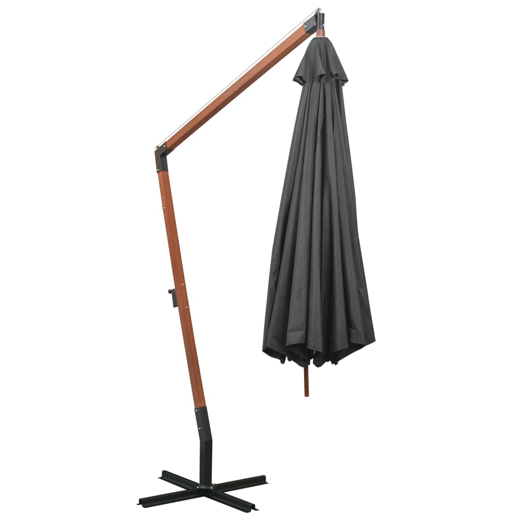 Kabantis sodo skėtis su stulpu, antracito, 3,5x2,9m, eglė