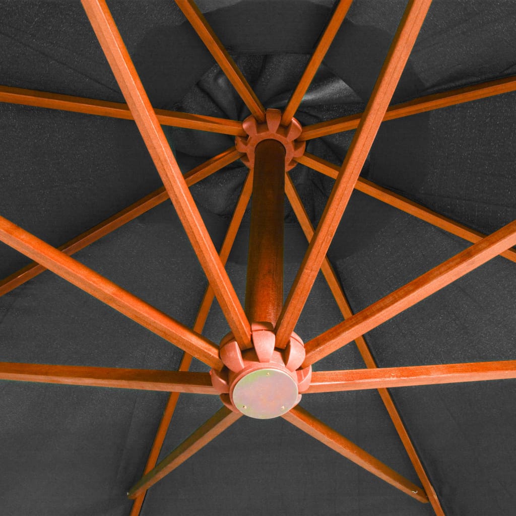 Kabantis sodo skėtis su stulpu, antracito, 3,5x2,9m, eglė