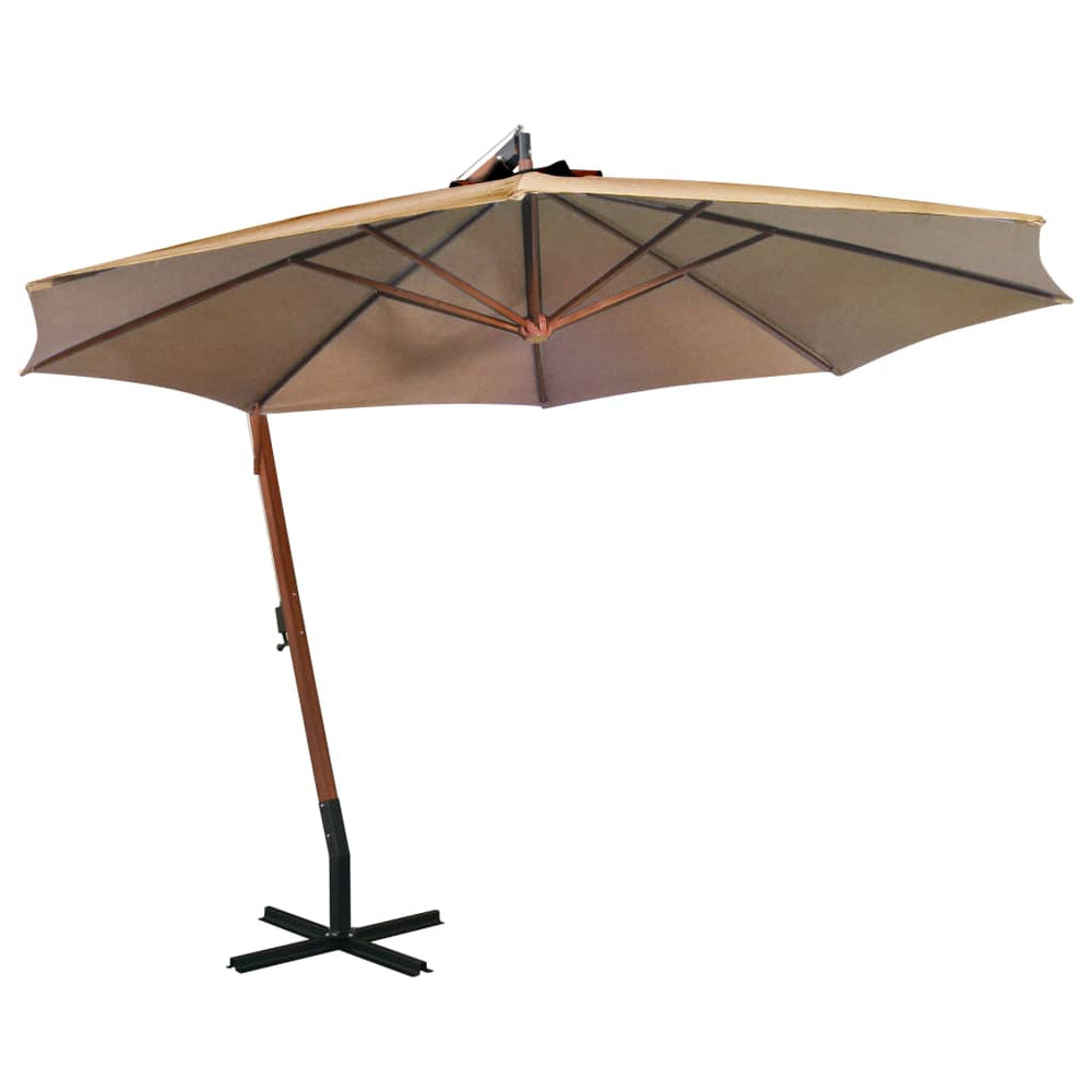 Cantilever parasol with pole, taupe, 3.5x2.9m, spruce wood