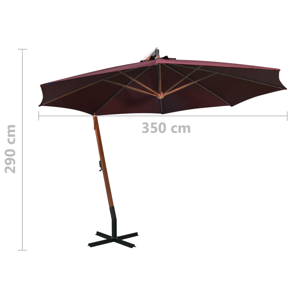 Kabantis sodo skėtis su stulpu, raudonas, 3,5x2,9m, eglė