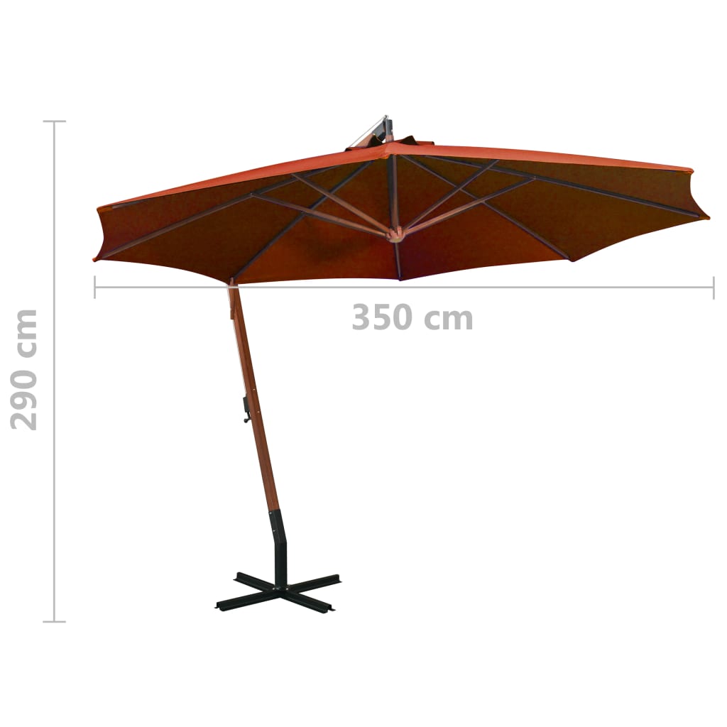 Kabantis sodo skėtis su stulpu, terakota, 3,5x2,9m, eglė