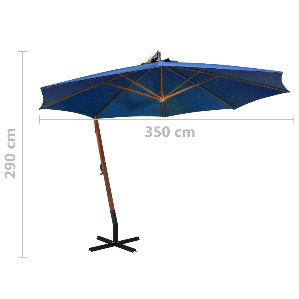 Kabantis sodo skėtis su stulpu, mėlynas, 3,5x2,9m, eglė