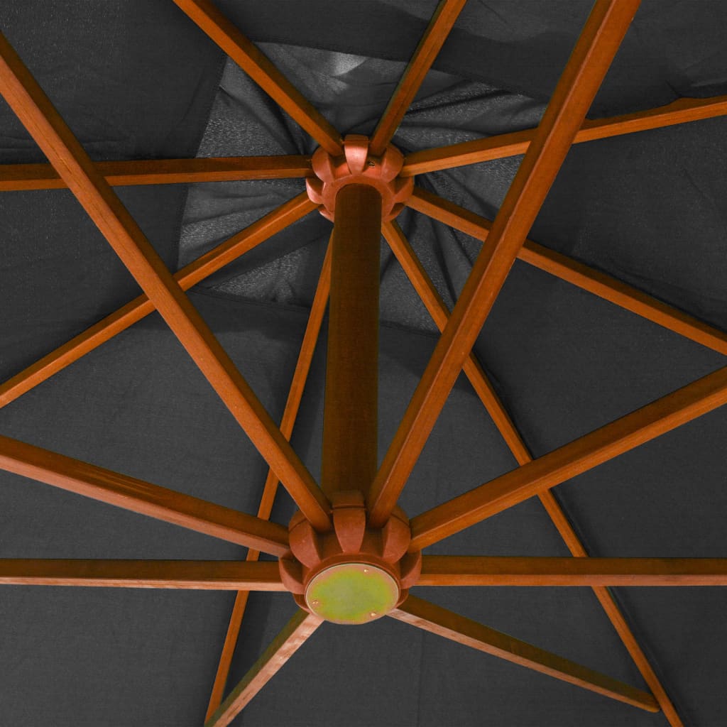Kabantis sodo skėtis su stulpu, antracito, 3x3m, eglės masyvas