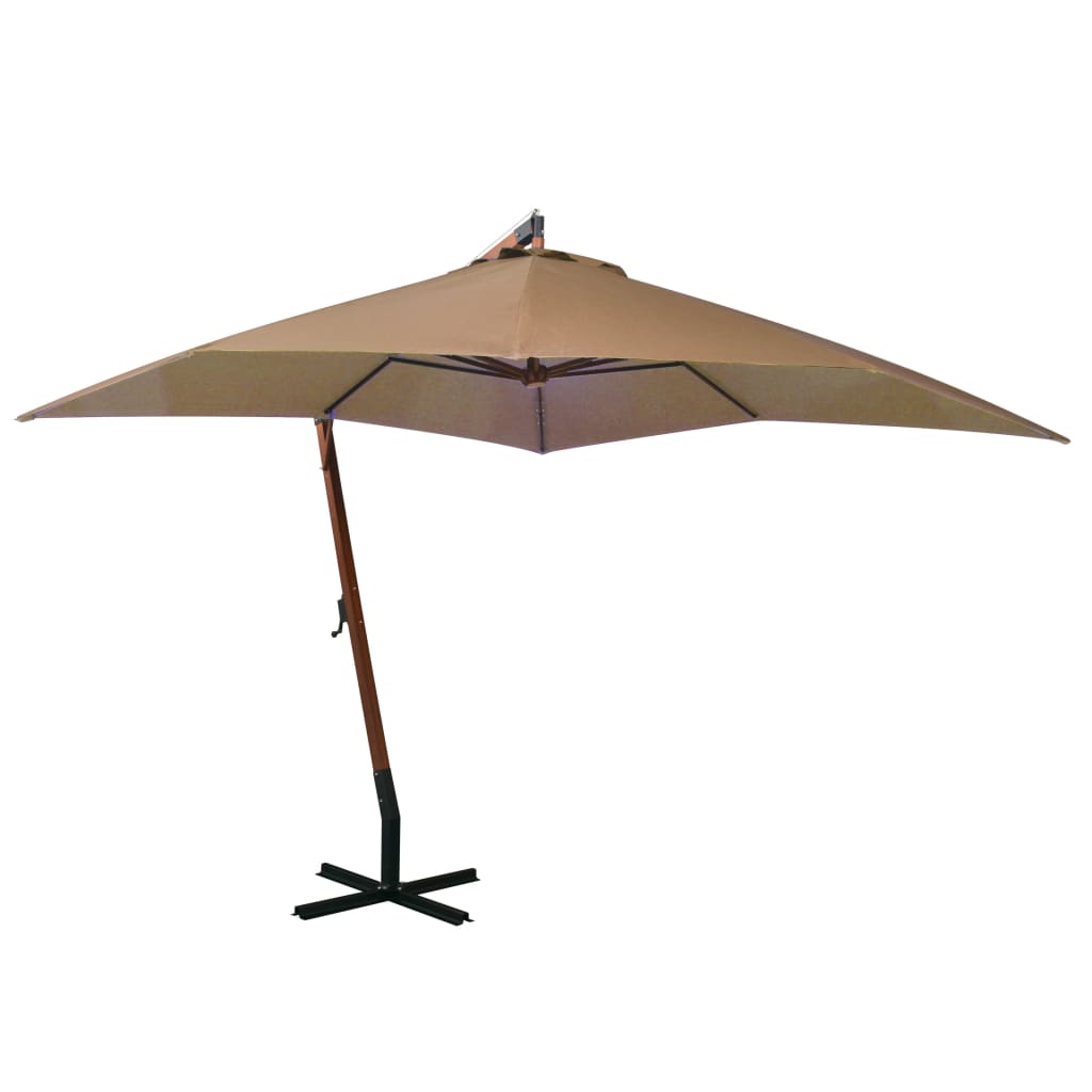 Kabantis sodo skėtis su stulpu, taupe, 3x3m, eglės masyvas
