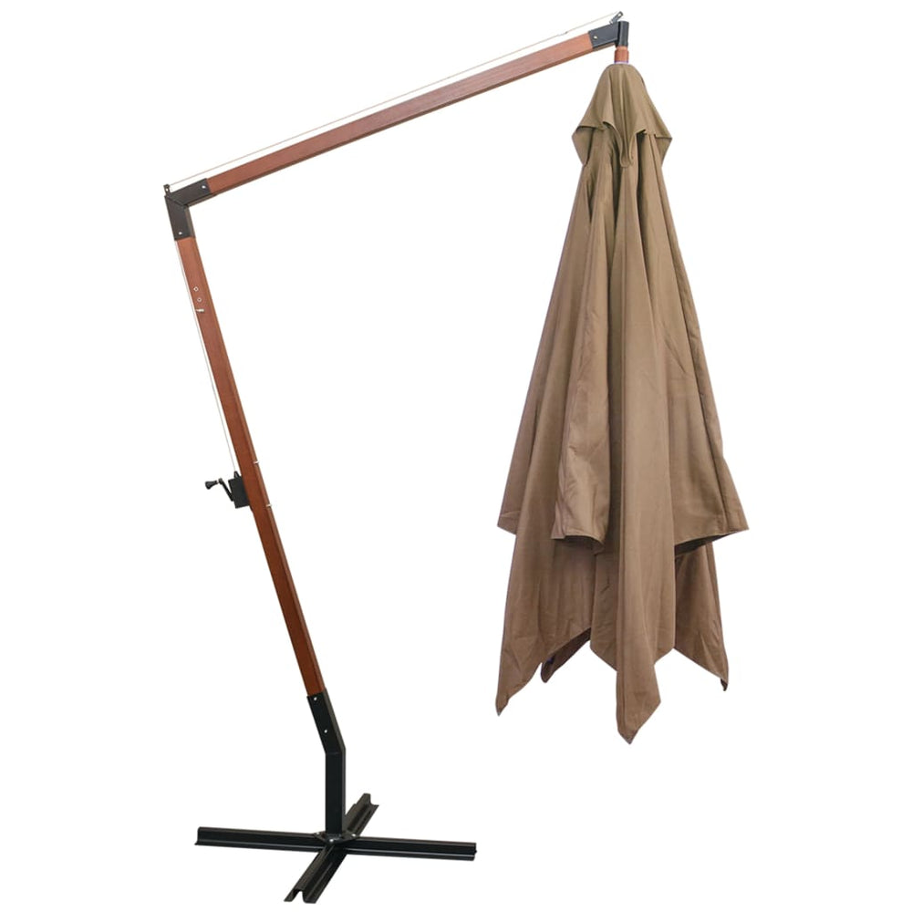 Kabantis sodo skėtis su stulpu, taupe, 3x3m, eglės masyvas