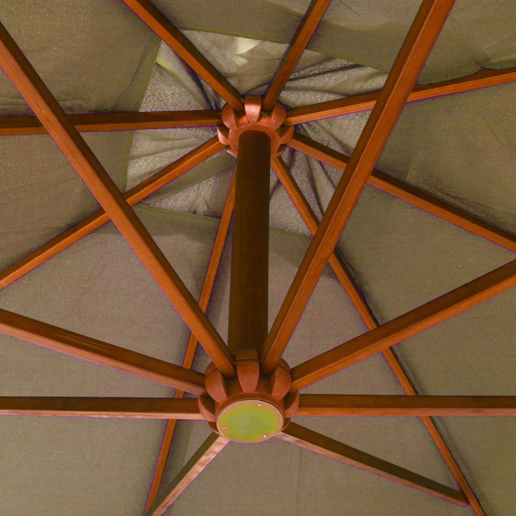 Kabantis sodo skėtis su stulpu, taupe, 3x3m, eglės masyvas