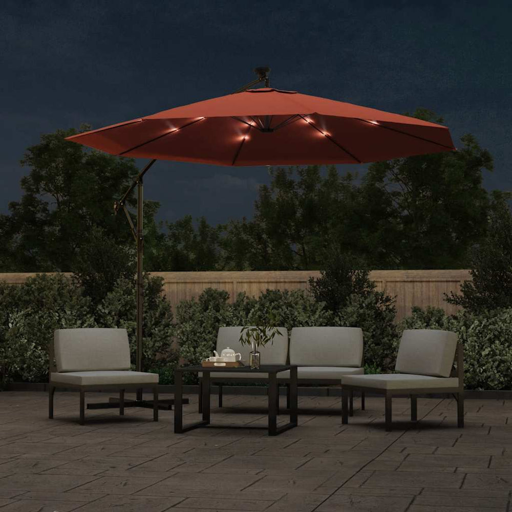 Gembinis LED sodo skėtis CALLAHAN, terakotinė, 300x254cm