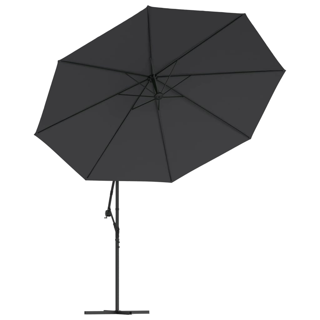 Gembinis sodo skėtis nuo saulės su LED, juodos spalvos, 350cm