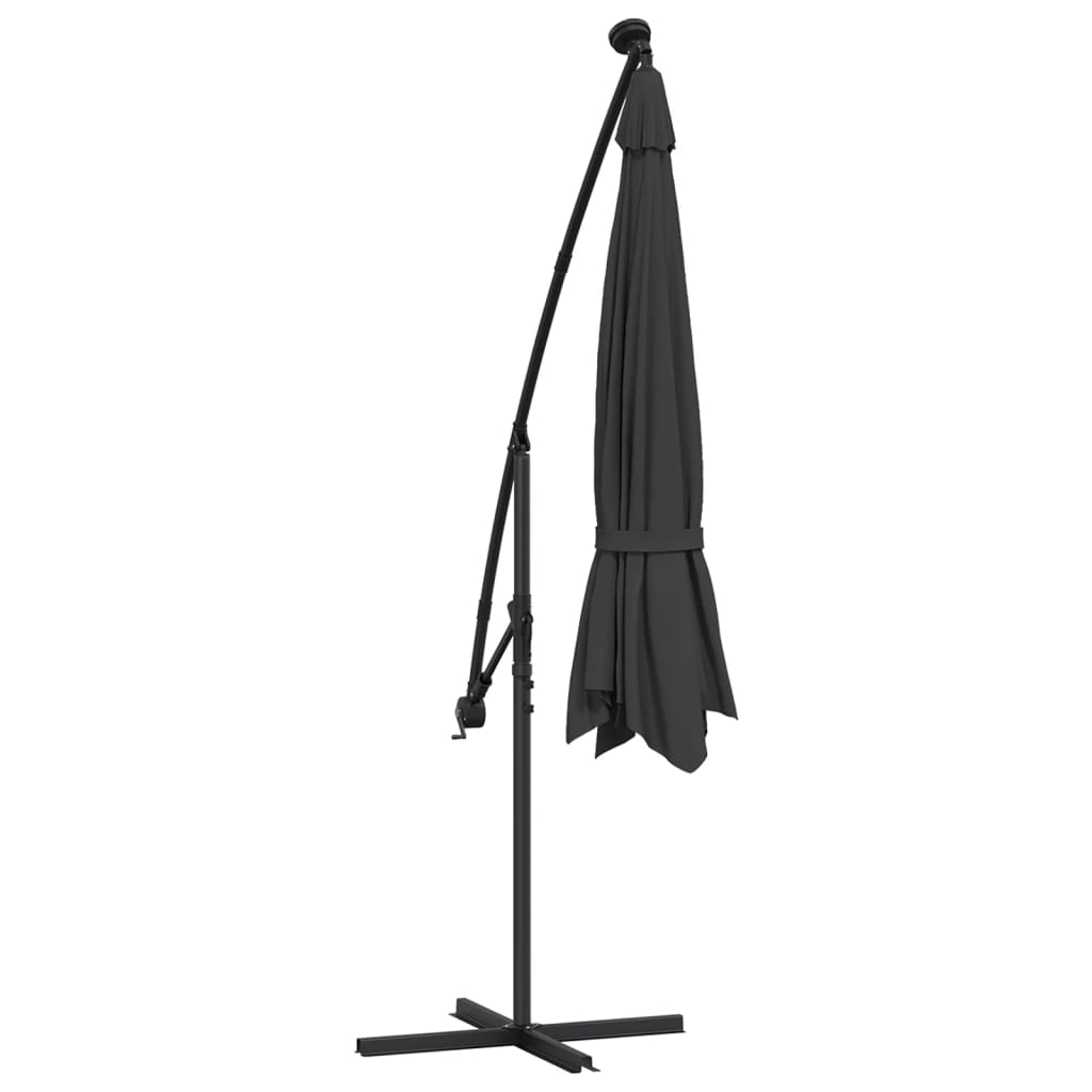 Gembinis sodo skėtis nuo saulės su LED, juodos spalvos, 350cm