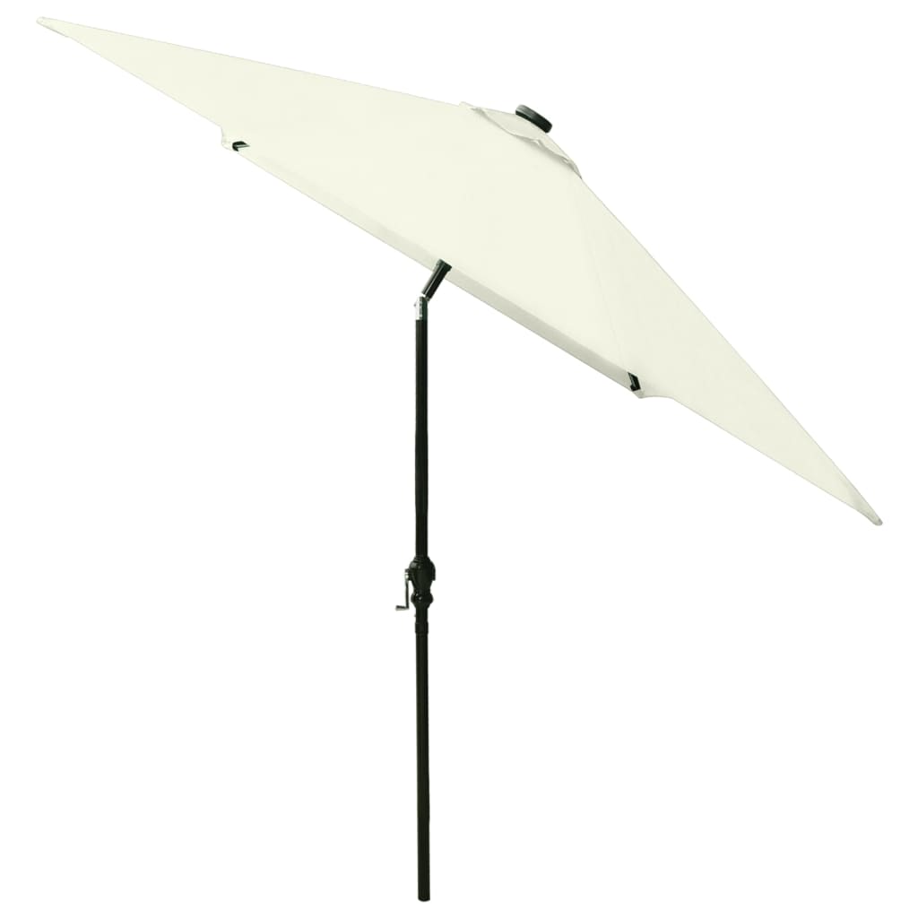 Sodo skėtis nuo saulės su LED ir plieniniu stulpu, smėlio, 2x3m