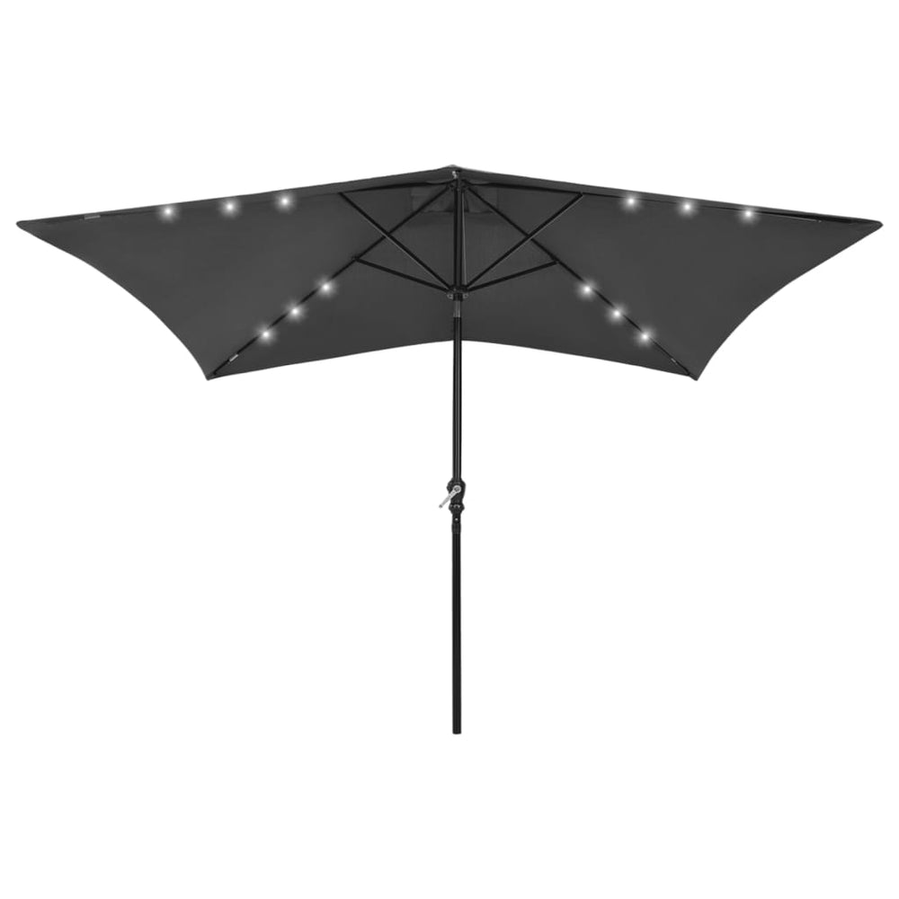 Sodo skėtis nuo saulės su LED/plieniniu stulpu, antracito, 2x3m