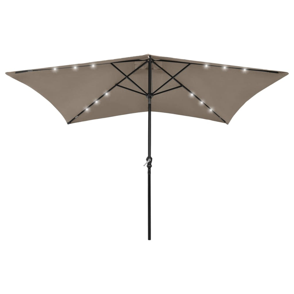 Sodo skėtis nuo saulės su LED ir plieniniu stulpu, taupe, 2x3m