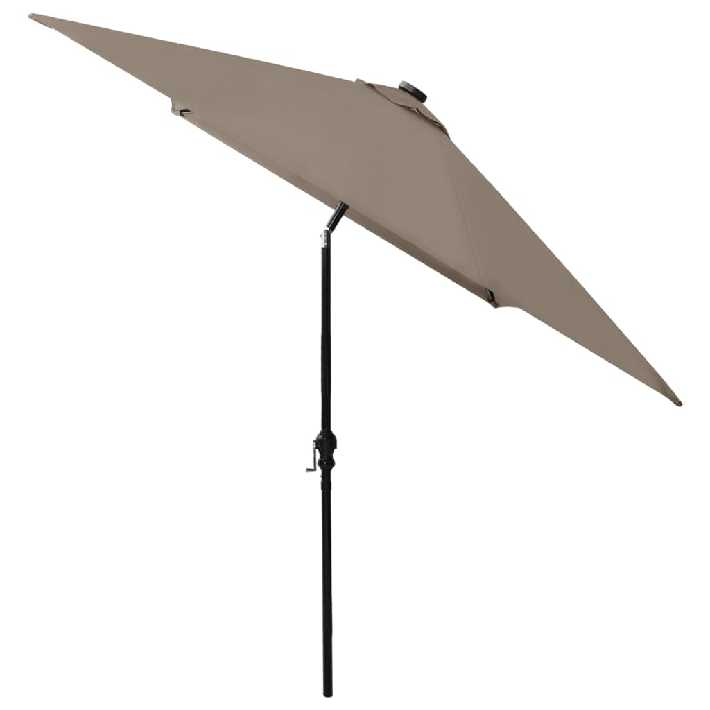 Sodo skėtis nuo saulės su LED ir plieniniu stulpu, taupe, 2x3m
