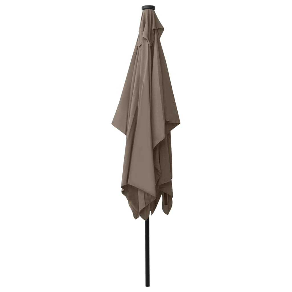 Sodo skėtis nuo saulės su LED ir plieniniu stulpu, taupe, 2x3m