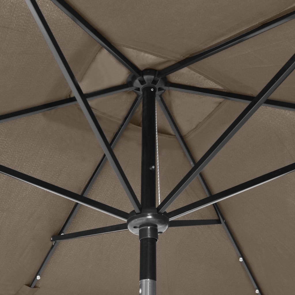Sodo skėtis nuo saulės su LED ir plieniniu stulpu, taupe, 2x3m