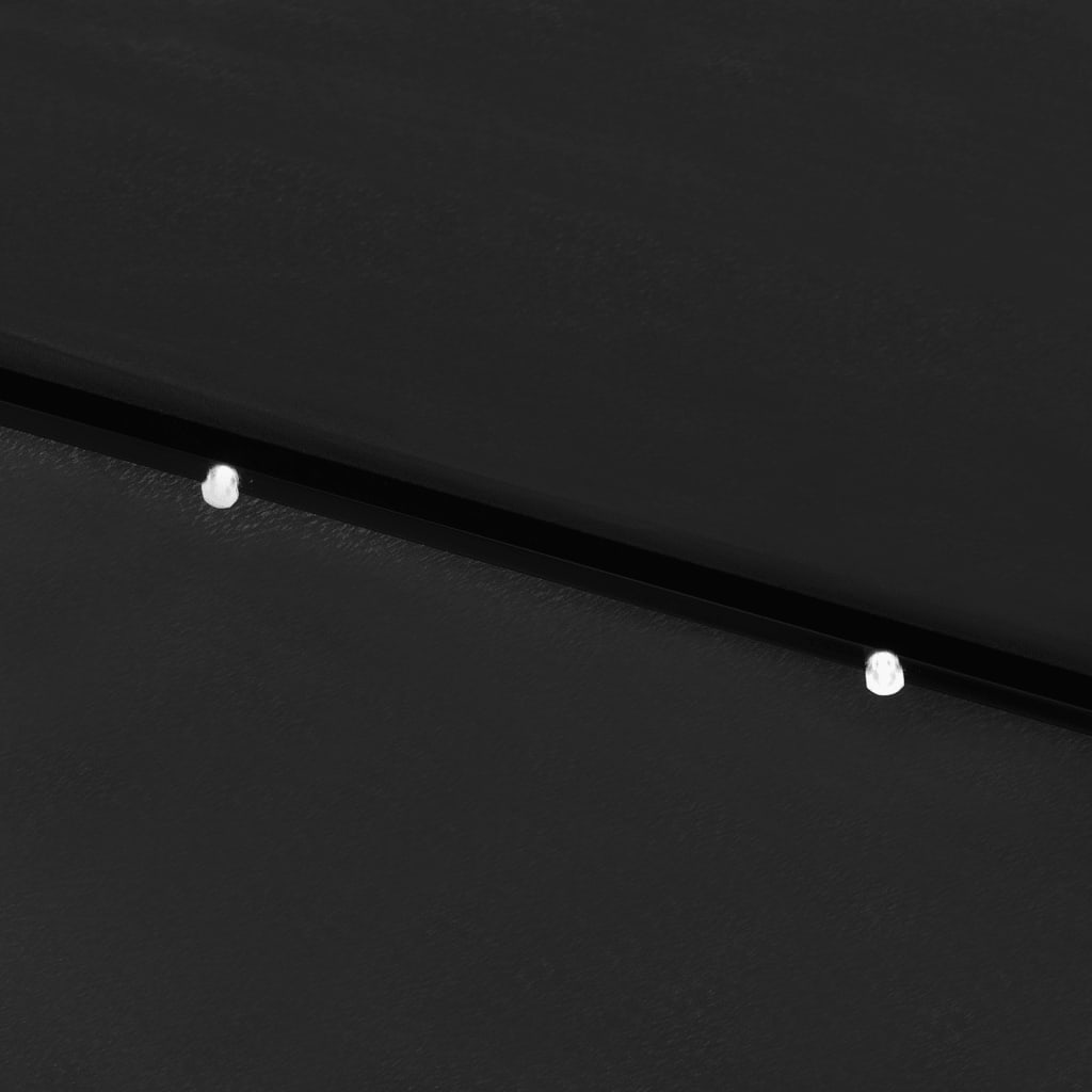 Sodo skėtis nuo saulės su LED ir plieniniu stulpu, juodas, 2x3m