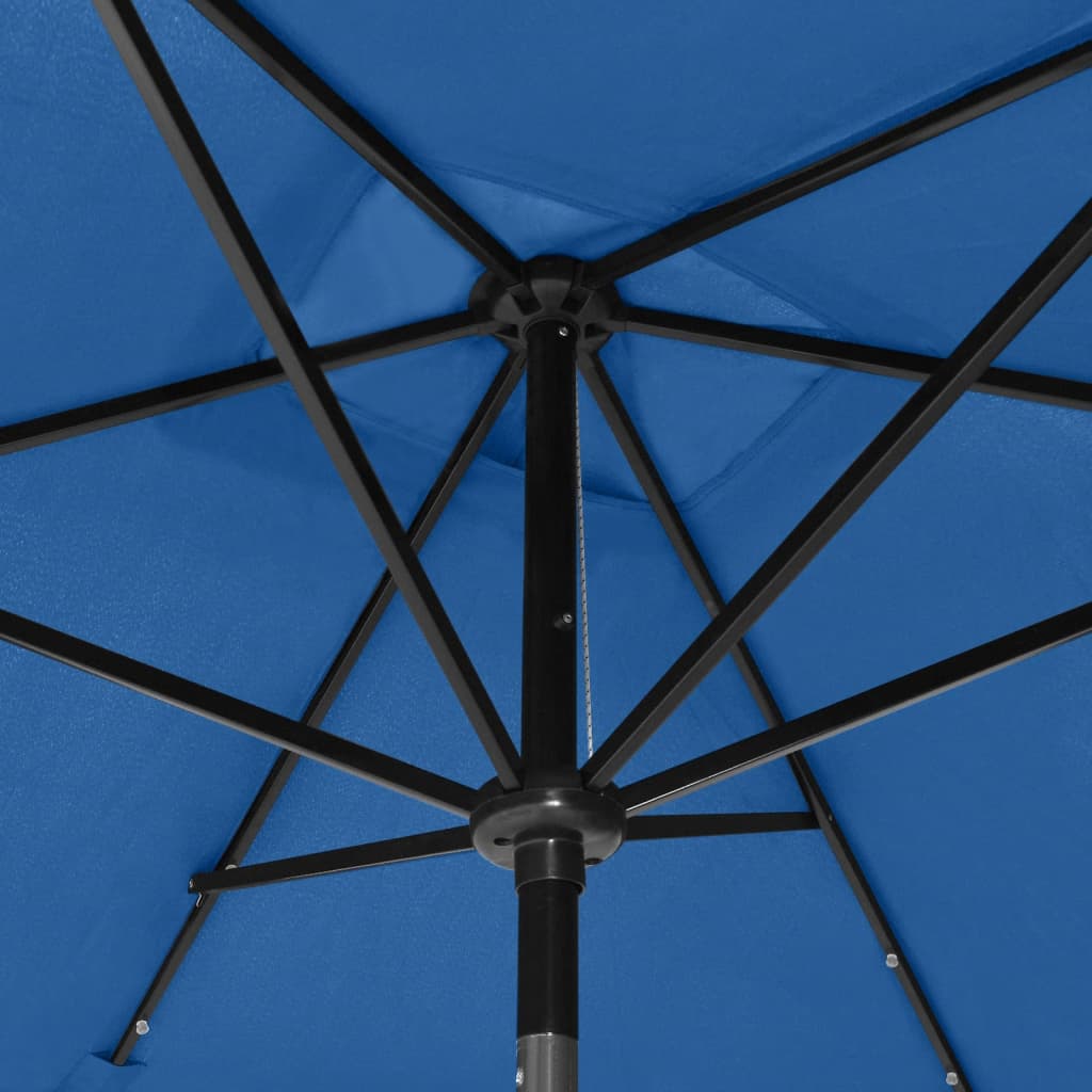Skėtis nuo saulės su LED ir plieniniu stulpu, mėlynas, 2x3m