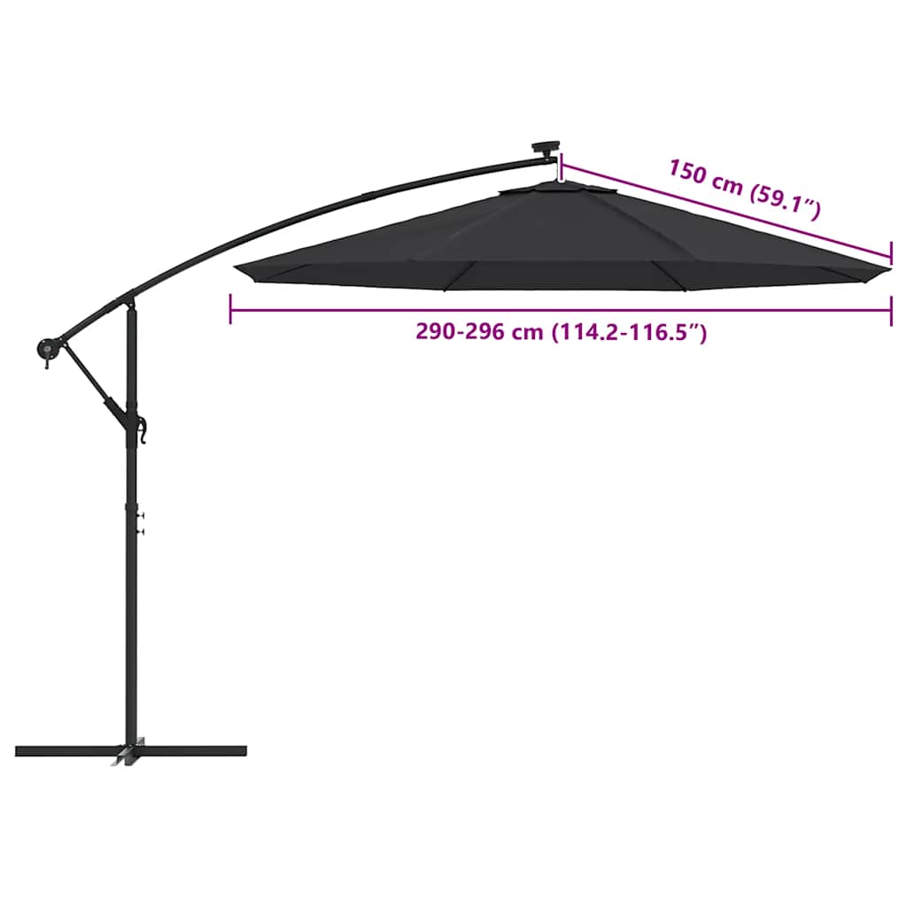Jumta audums konsolei saulessargam, melns, 300cm