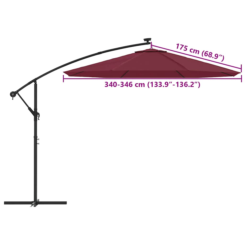 Pakaitinis audinys gembiniam skėčiui, vyšninės spalvos, 350cm