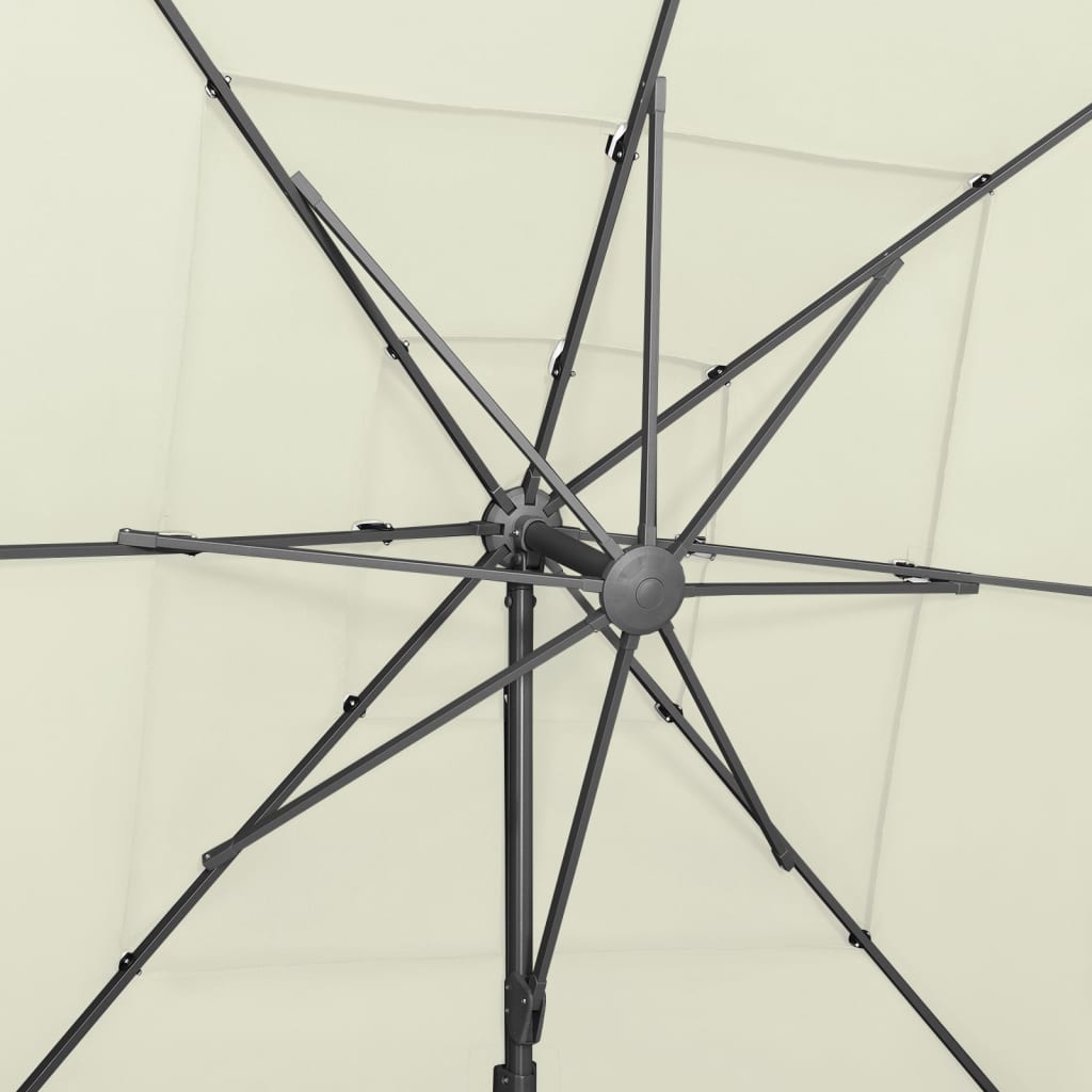 Sodo skėtis su aliuminio stulpu, smėlio, 250x250cm, 4 aukščių