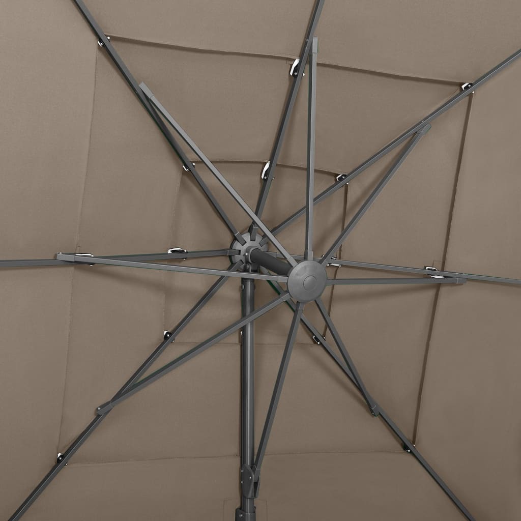 Sodo skėtis su aliuminio stulpu, taupe, 250x250cm, 4 aukščių