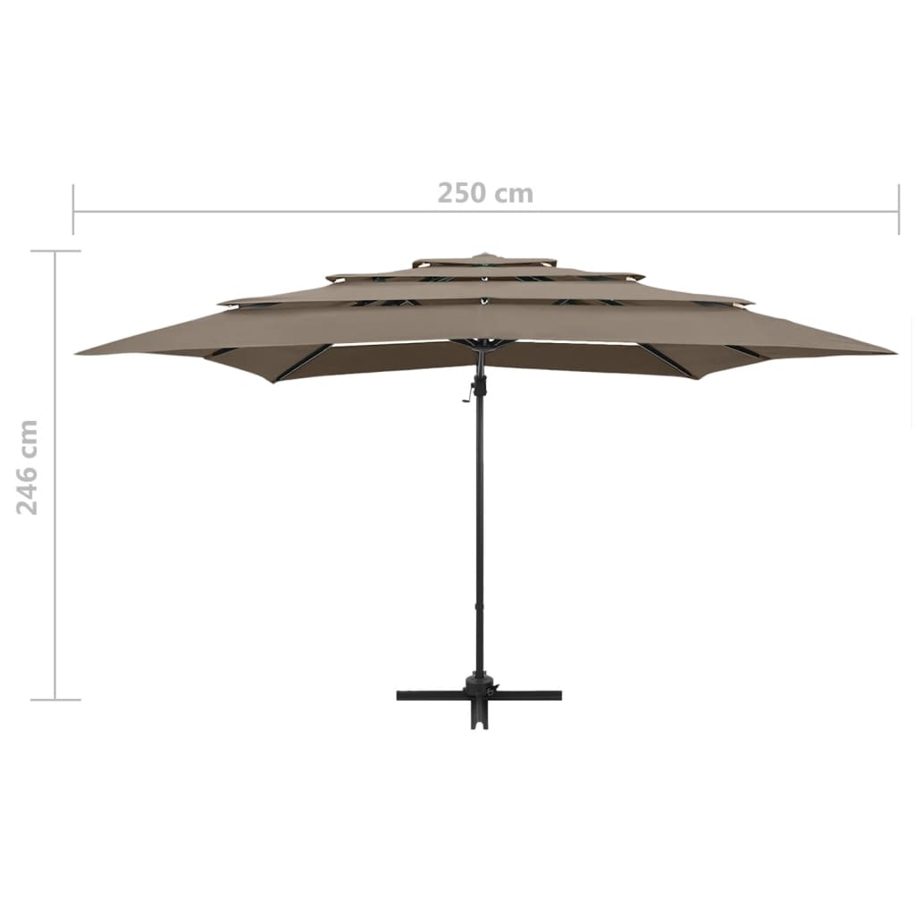 Sodo skėtis su aliuminio stulpu, taupe, 250x250cm, 4 aukščių