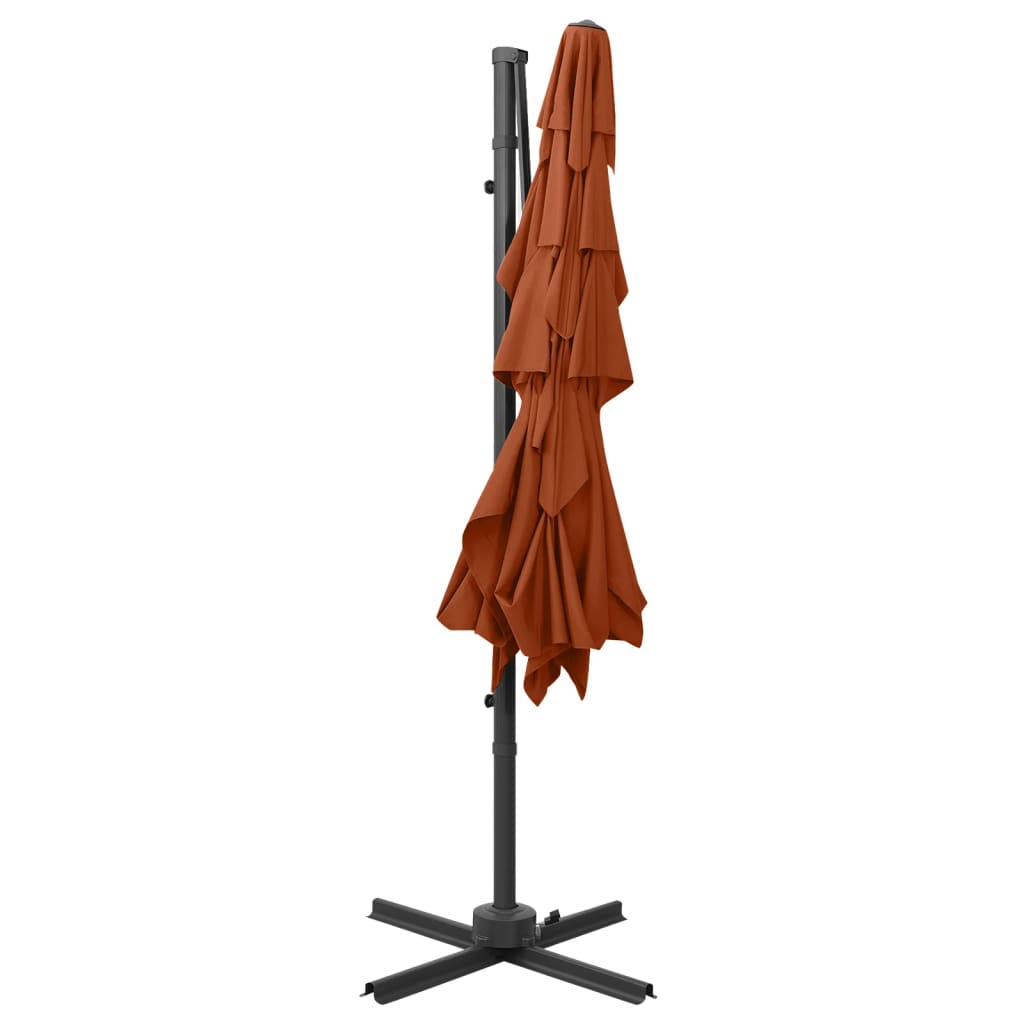 Sodo skėtis su aliuminio stulpu, terakota, 250x250cm, 4 aukščių