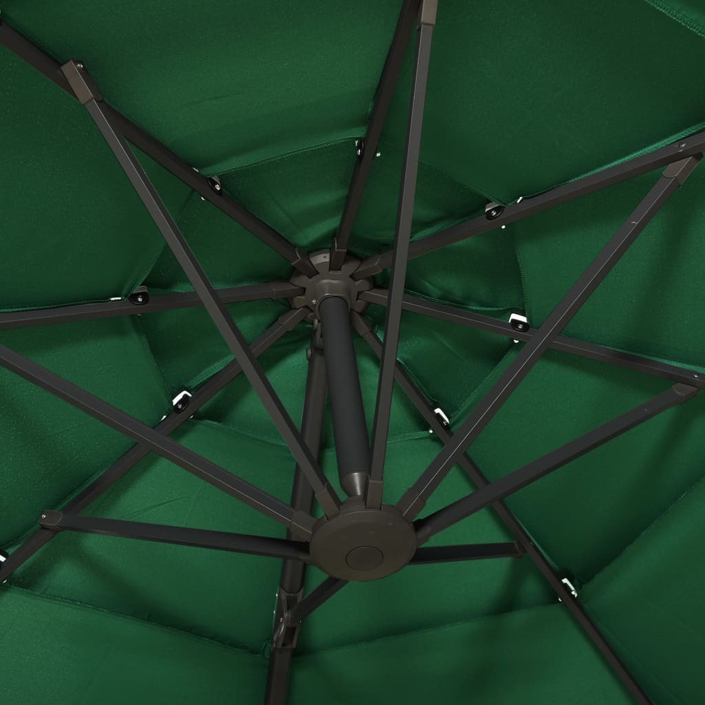 Sodo skėtis su aliuminio stulpu, žalias, 3x3m, 4 aukščių