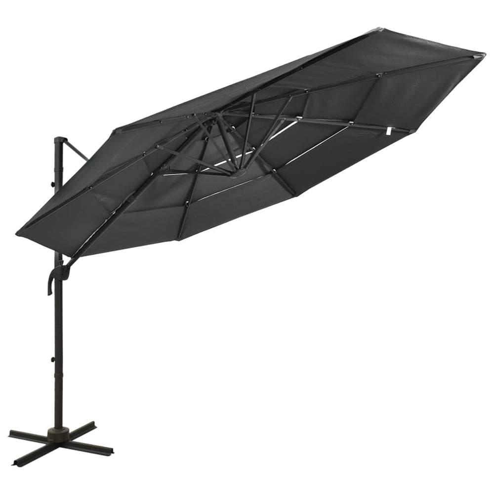 Sodo skėtis su aliuminio stulpu, antracito, 3x3m, 4 aukščių