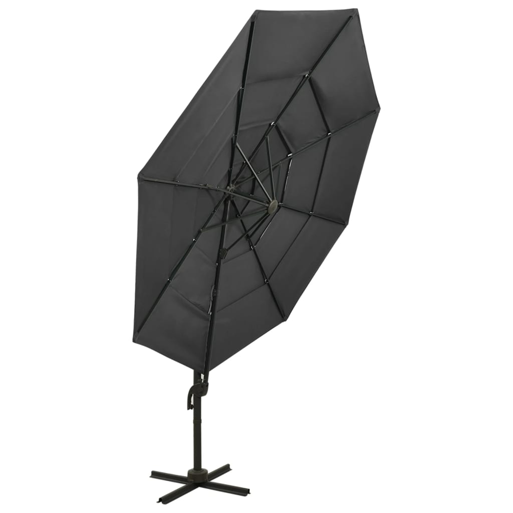 Sodo skėtis su aliuminio stulpu, antracito, 3x3m, 4 aukščių