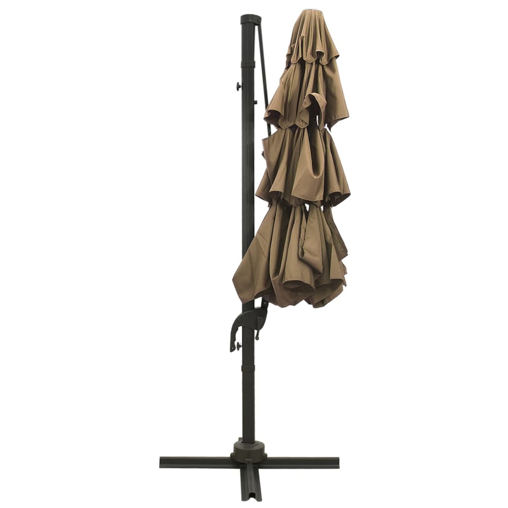 Sodo skėtis su aliuminio stulpu, taupe, 3x3m, 4 aukščių