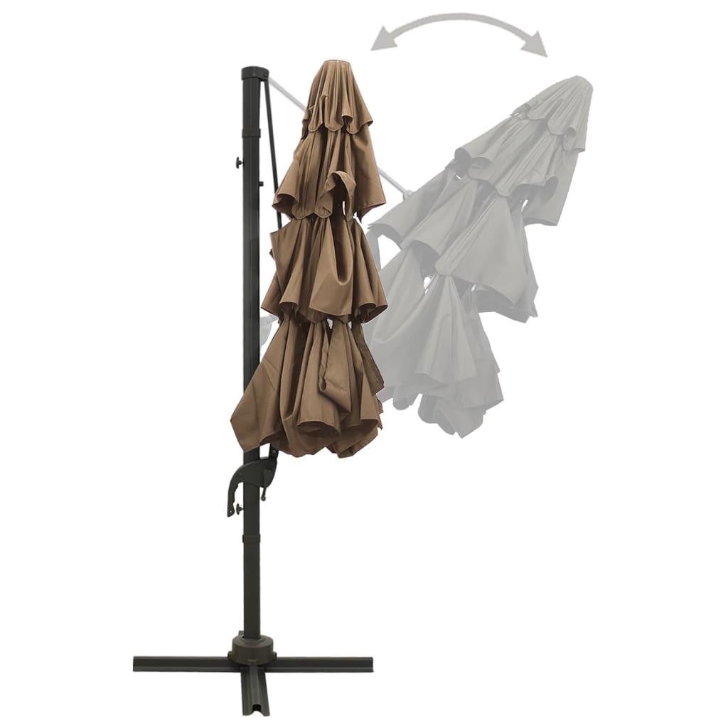 Sodo skėtis su aliuminio stulpu, taupe, 3x3m, 4 aukščių