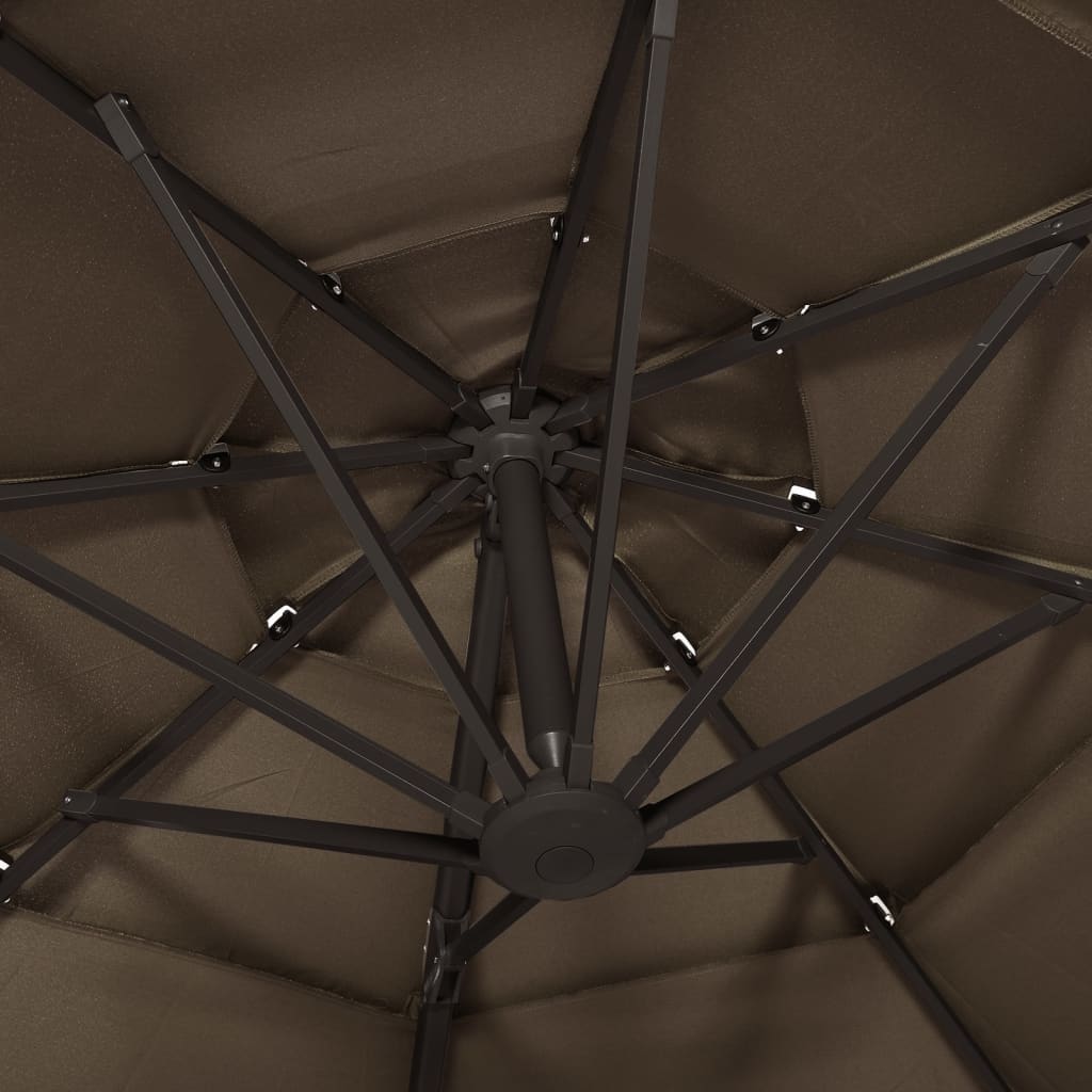 Sodo skėtis su aliuminio stulpu, taupe, 3x3m, 4 aukščių