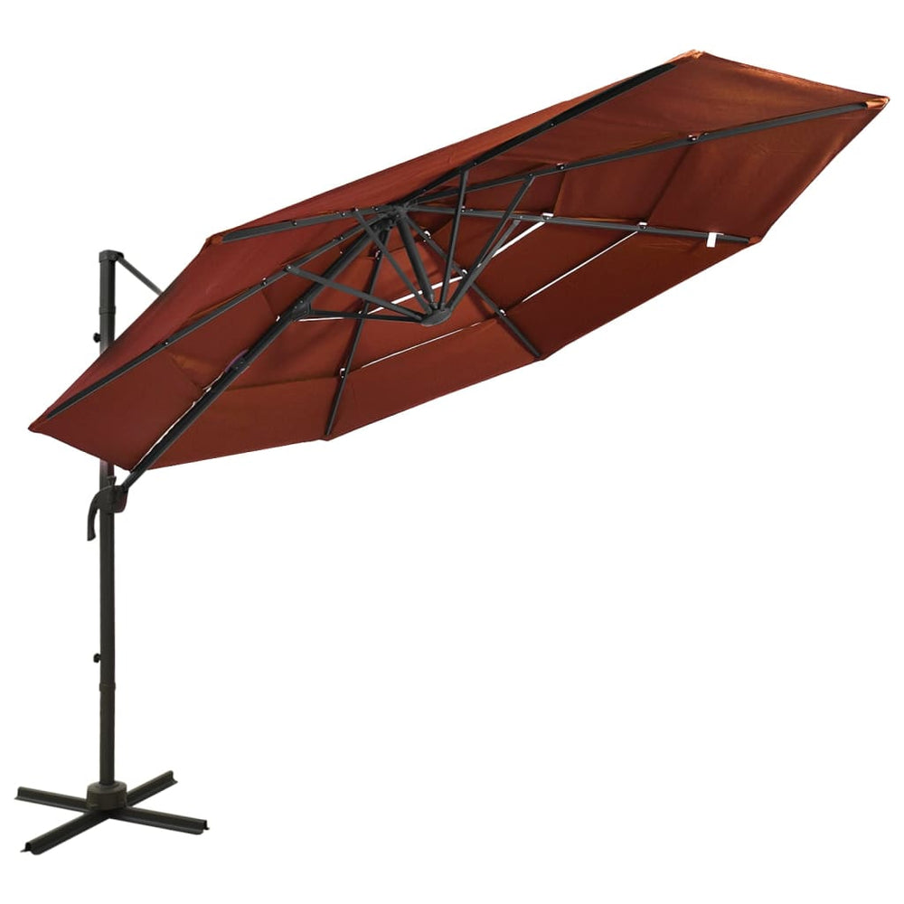 Sodo skėtis su aliuminio stulpu, terakota, 3x3m, 4 aukščių