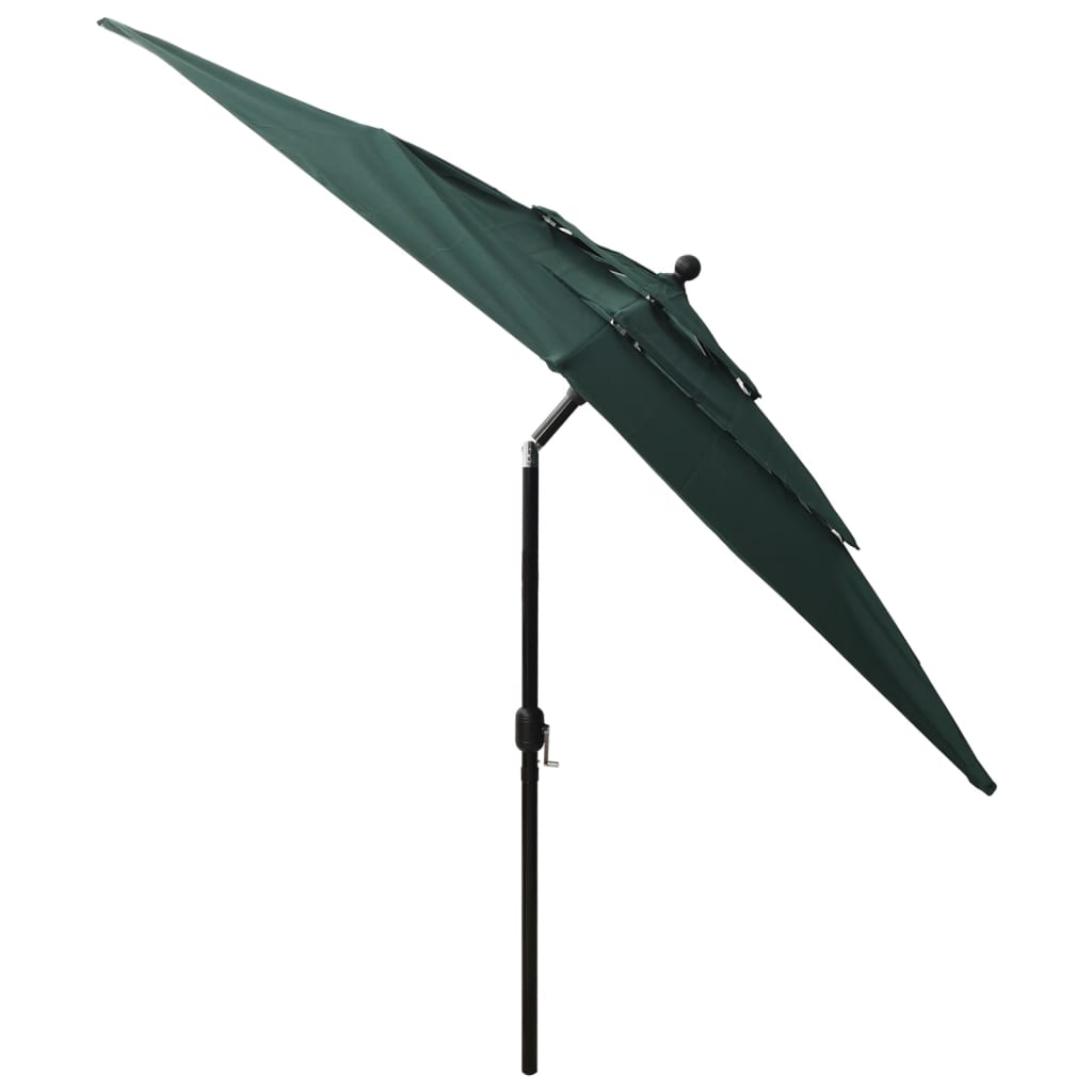 Sodo skėtis su aliuminio stulpu, žalias, 2,5x2,5m, 3 aukščių