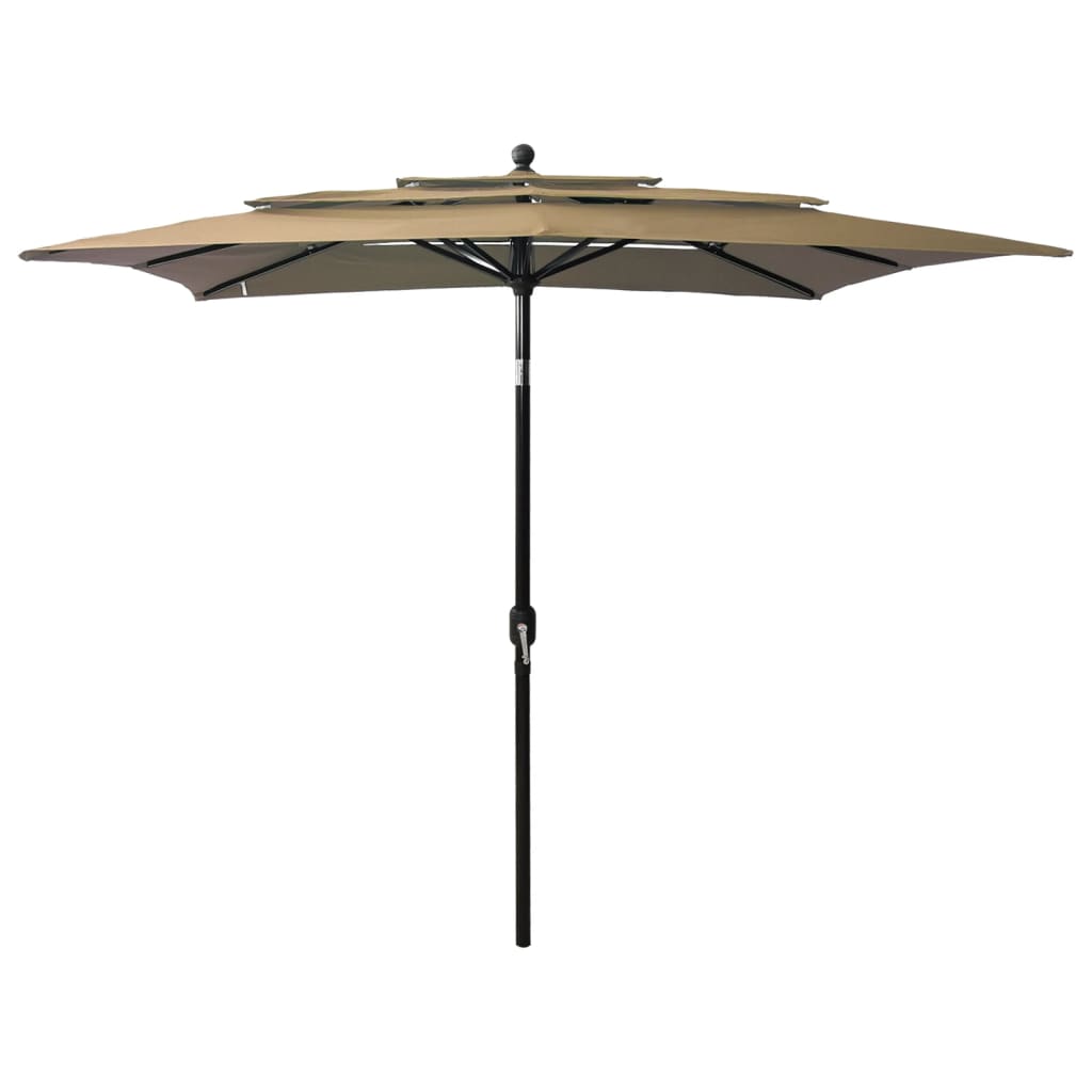 Sodo skėtis su aliuminio stulpu, taupe, 2,5x2,5m, 3 aukščių