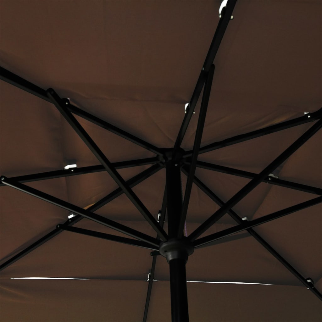 Sodo skėtis su aliuminio stulpu, taupe, 2,5x2,5m, 3 aukščių