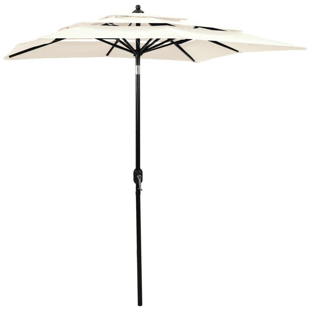 Garden parasol with aluminum pole, sand, 2x2m, 3 heights