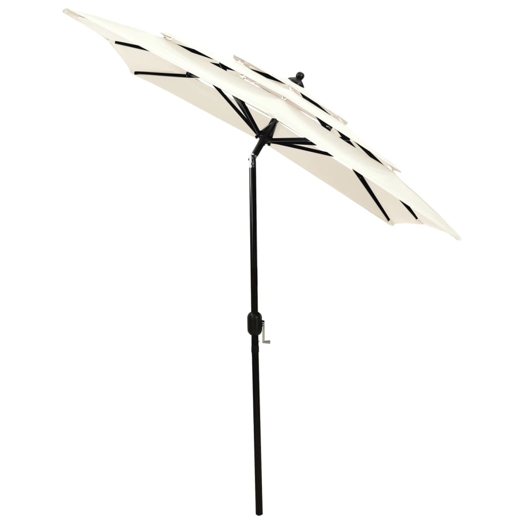 Garden parasol with aluminum pole, sand, 2x2m, 3 heights