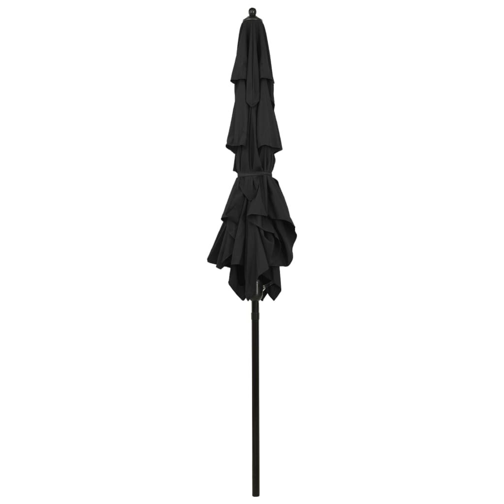 Sodo skėtis su aliuminio stulpu, juodas, 2x2m, 3 aukščių