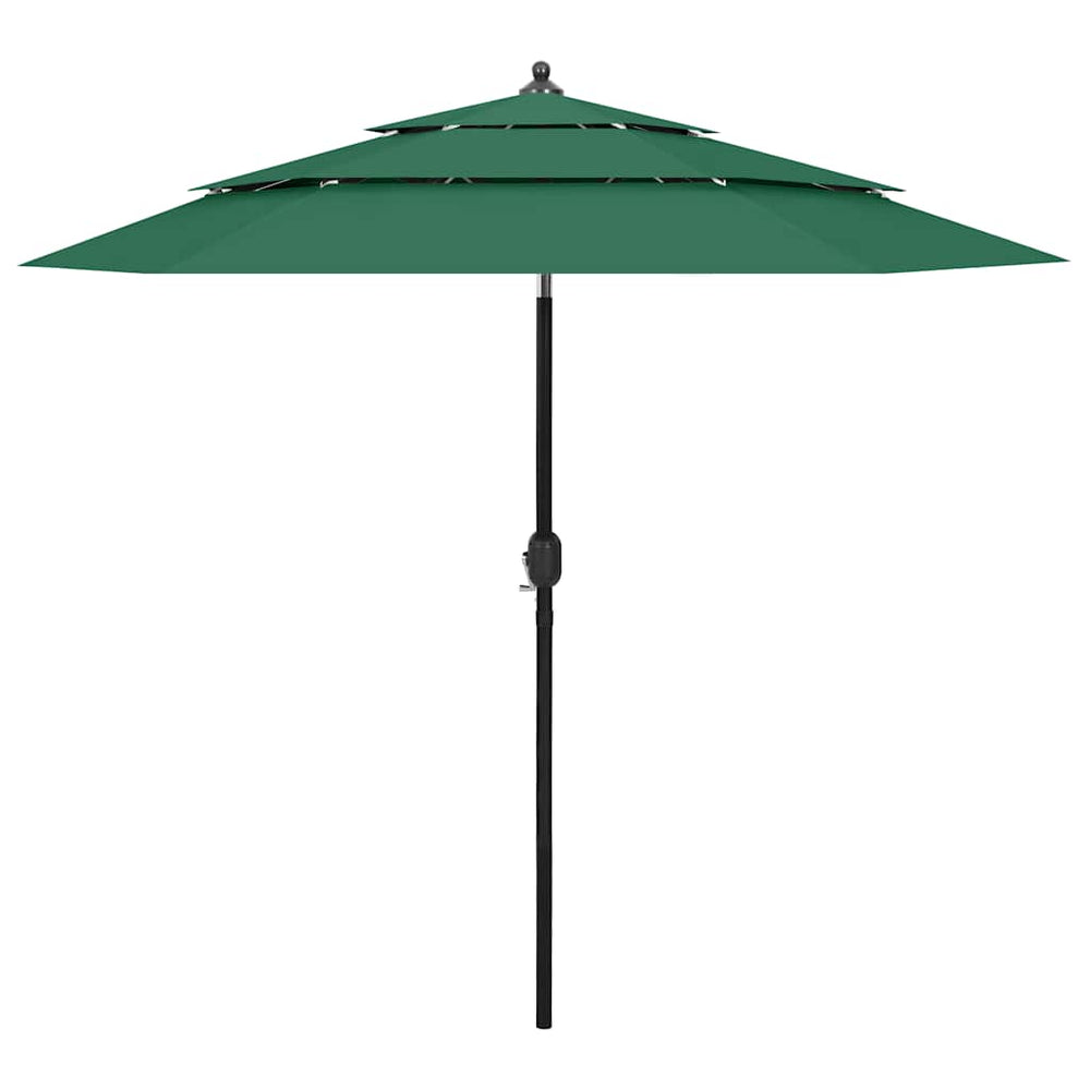 Garden umbrella with aluminum pole, green, 2.5m, 3 heights
