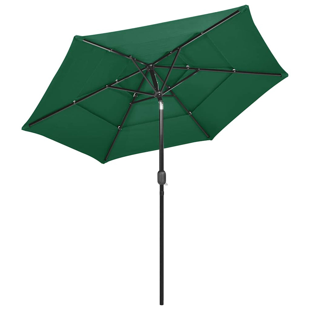 Garden umbrella with aluminum pole, green, 2.5m, 3 heights